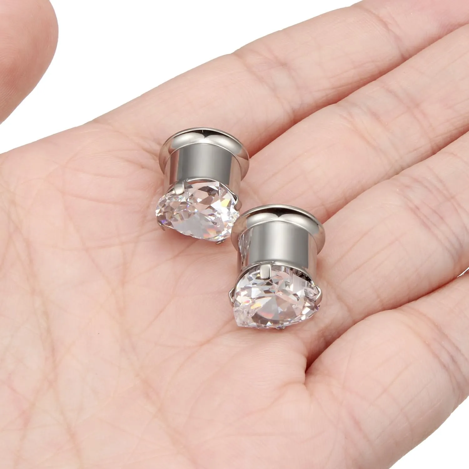 10G 8G 6G 4G 2G 0G 00G F136 Titanium Heart Ear Gauges Screw Fit Flesh Tunnels Plugs Earrings Hypoallergenic Implant Medical Grade Surgical Steel Earring Plugs Piercing Jewelry for Women Men