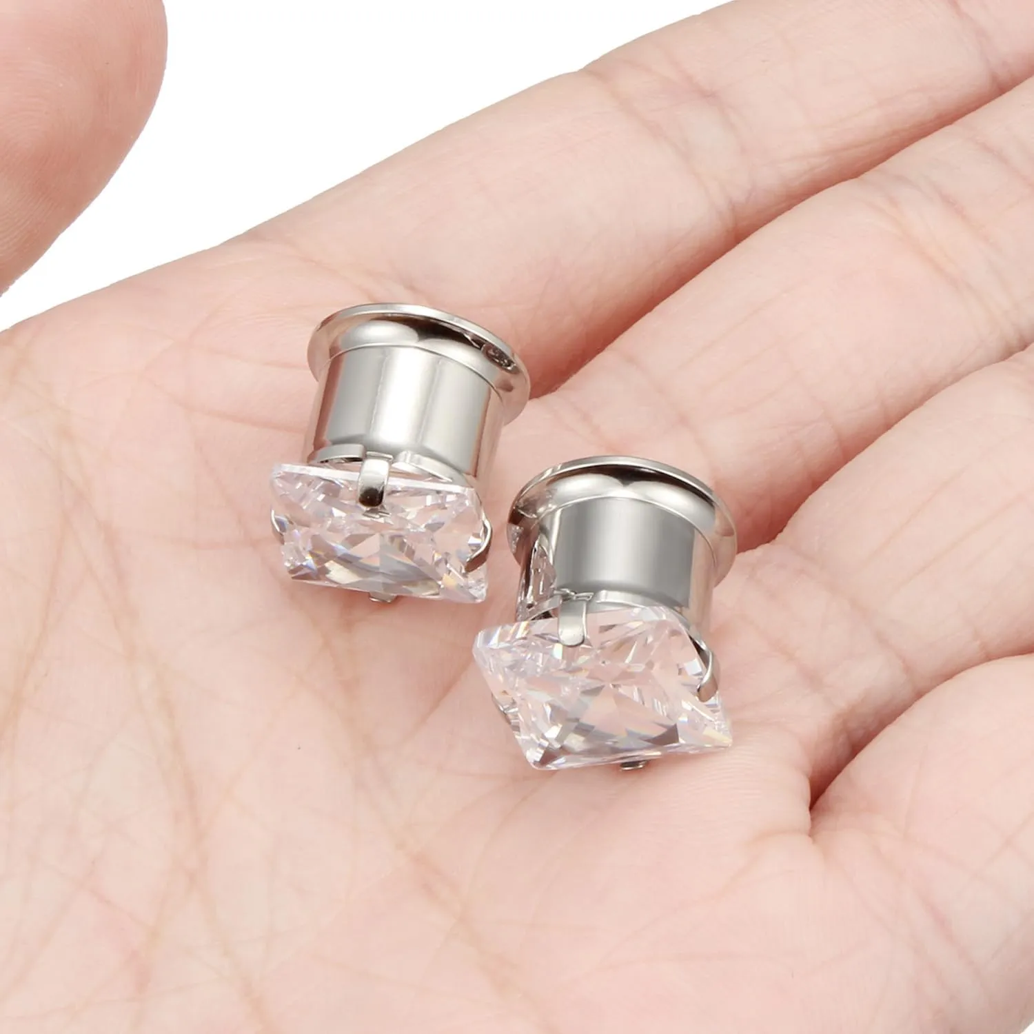10G 8G 6G 4G 2G 0G 00G F136 Titanium Square Ear Gauges Screw Fit Flesh Tunnels Plugs Earrings Hypoallergenic Implant Medical Grade Surgical Steel Earring Plugs Piercing Jewelry for Women Men