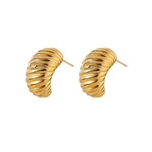 18K Gold Caterpillar Stud Earrings,Geometric Earrings,Textured Earrings,Stud Earrings,Geometric Studs,Gift for Her,Minimalist Earrings