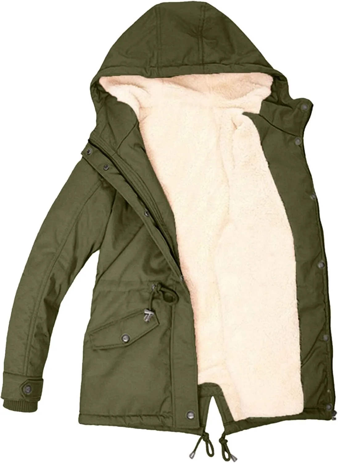 2023 Womens Hooded Trench Coat Winter Thicken Windbreaker Jackets Warm Fleece Lined Outwear Plus Size Overcoat Outwear
