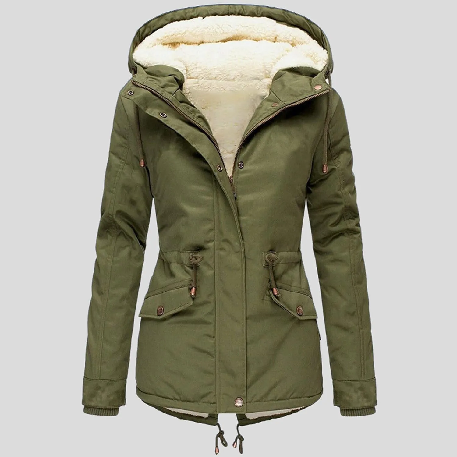 2023 Womens Hooded Trench Coat Winter Thicken Windbreaker Jackets Warm Fleece Lined Outwear Plus Size Overcoat Outwear