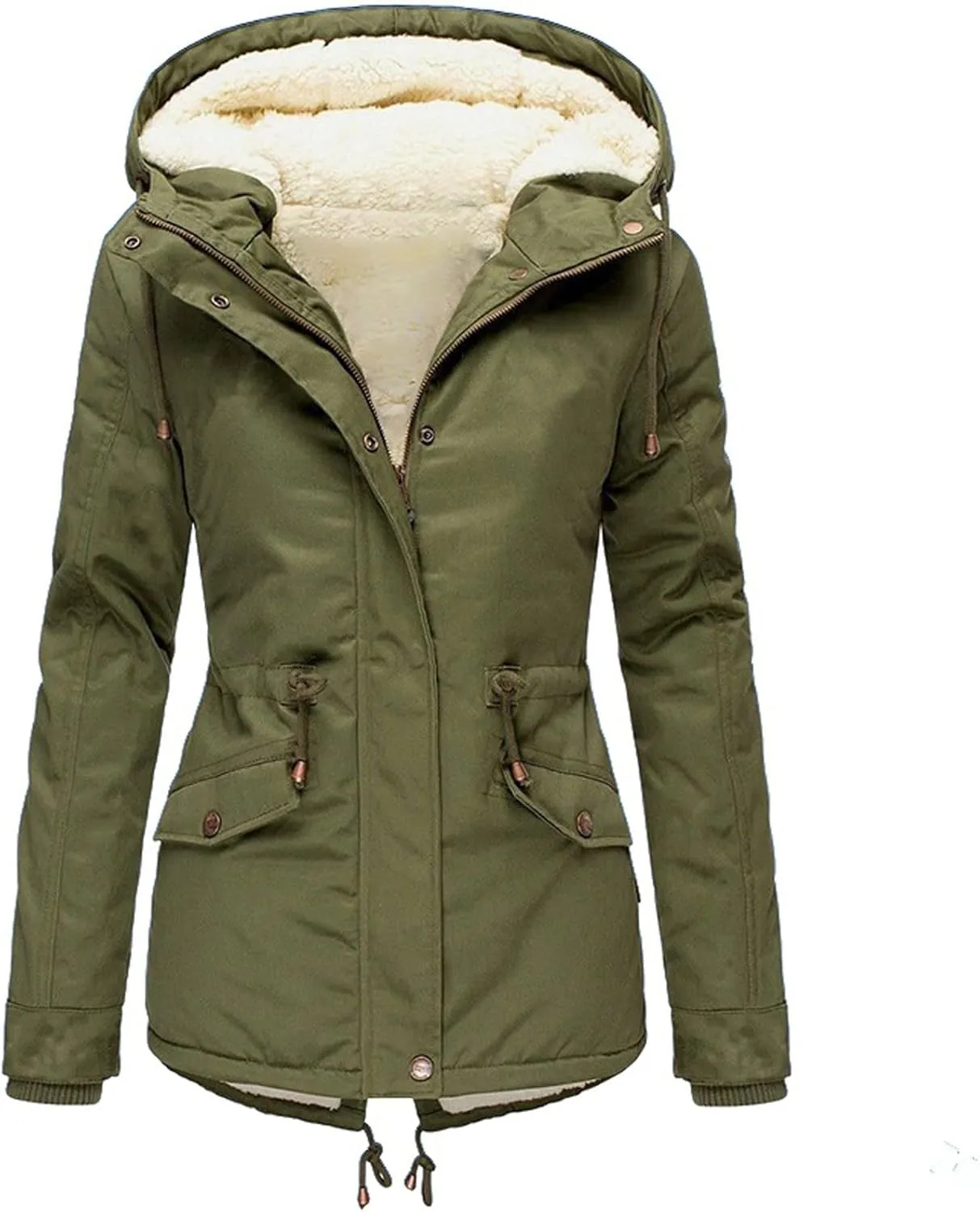 2023 Womens Hooded Trench Coat Winter Thicken Windbreaker Jackets Warm Fleece Lined Outwear Plus Size Overcoat Outwear