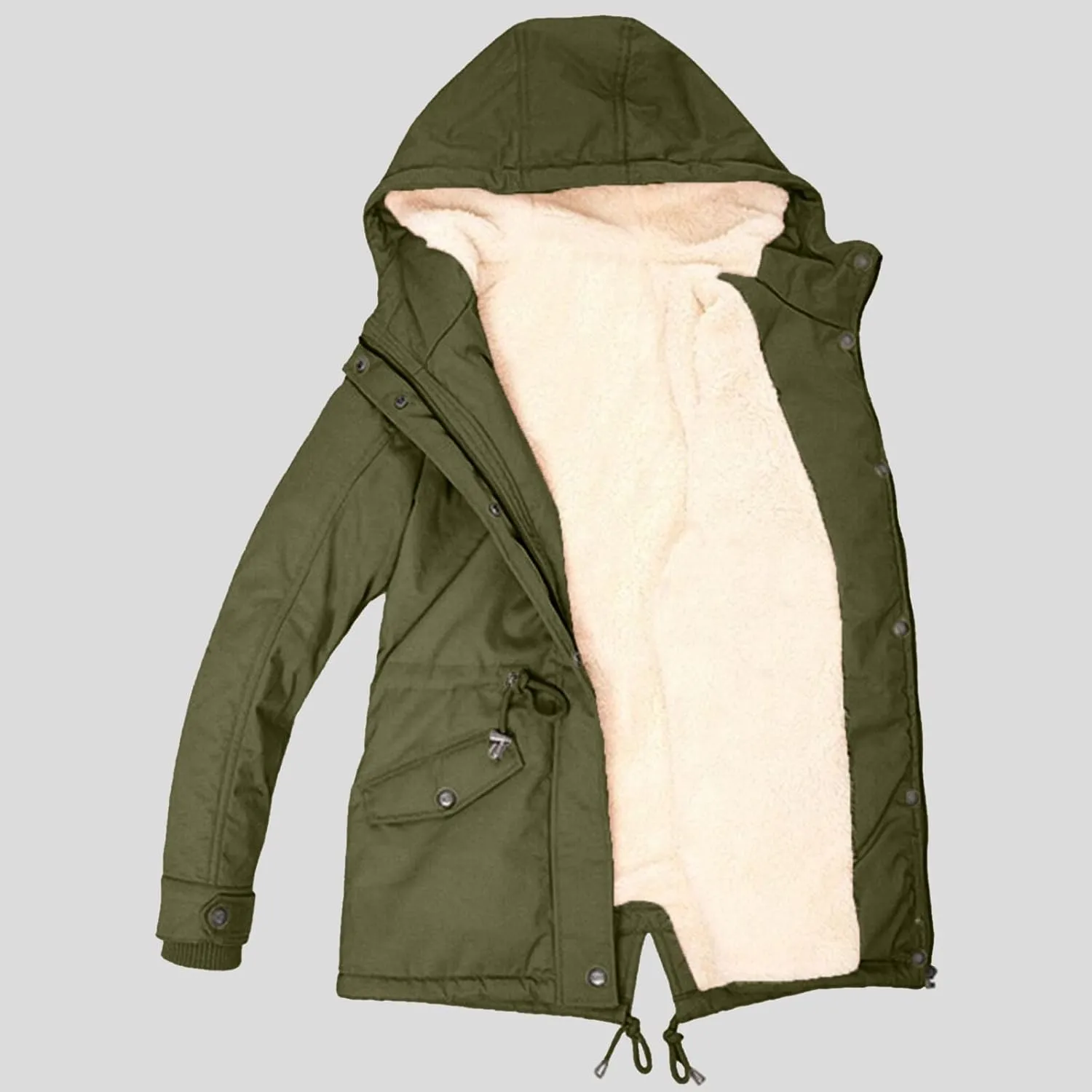 2023 Womens Hooded Trench Coat Winter Thicken Windbreaker Jackets Warm Fleece Lined Outwear Plus Size Overcoat Outwear