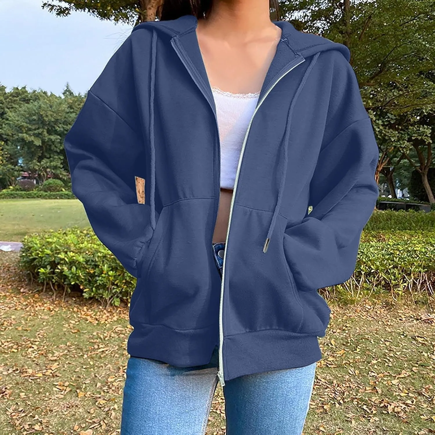 2023 Zip Up Hoodies For Women Oversized Sweatshirt Fall Casual Long Sleeve Plus Size Loose Fashion Jacket Coat