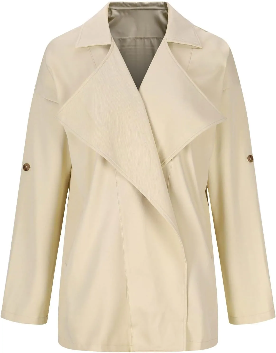 2024 Trench Jackets For Women Dressy Casual Lapel Long Coats Fall Fashion Roll Up Sleeves Notch Collar Overcoats