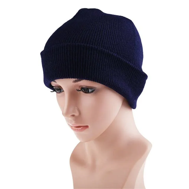 21 Colors High Quality Hats Female Winter Beanies Solid Candy Color Men Women Warm Cuff Plain Knit Ski Long Beanie Skull Cap