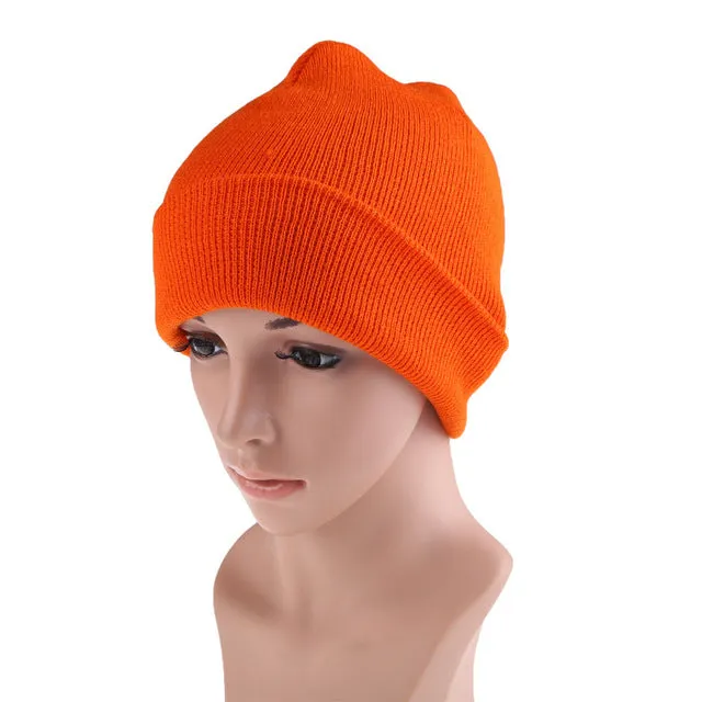21 Colors High Quality Hats Female Winter Beanies Solid Candy Color Men Women Warm Cuff Plain Knit Ski Long Beanie Skull Cap