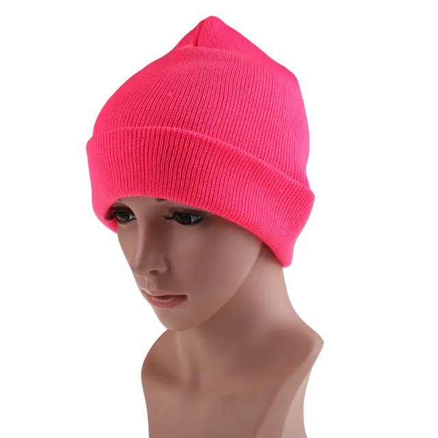 21 Colors High Quality Hats Female Winter Beanies Solid Candy Color Men Women Warm Cuff Plain Knit Ski Long Beanie Skull Cap