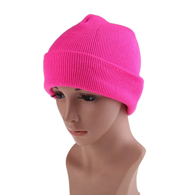 21 Colors High Quality Hats Female Winter Beanies Solid Candy Color Men Women Warm Cuff Plain Knit Ski Long Beanie Skull Cap
