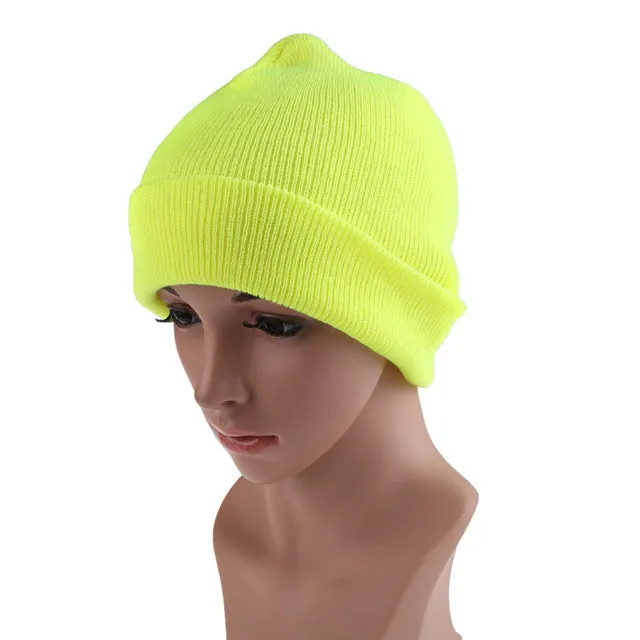 21 Colors High Quality Hats Female Winter Beanies Solid Candy Color Men Women Warm Cuff Plain Knit Ski Long Beanie Skull Cap