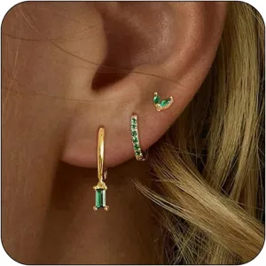 2/3Pairs Gold Huggie Hoop Earrings Small Stud Earrings Set Cartilage Hoop Earrings Dainty Flat Back Earrings Trendy Surprise for Women