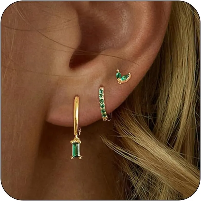 2/3Pairs Gold Huggie Hoop Earrings Small Stud Earrings Set Cartilage Hoop Earrings Dainty Flat Back Earrings Trendy Surprise for Women