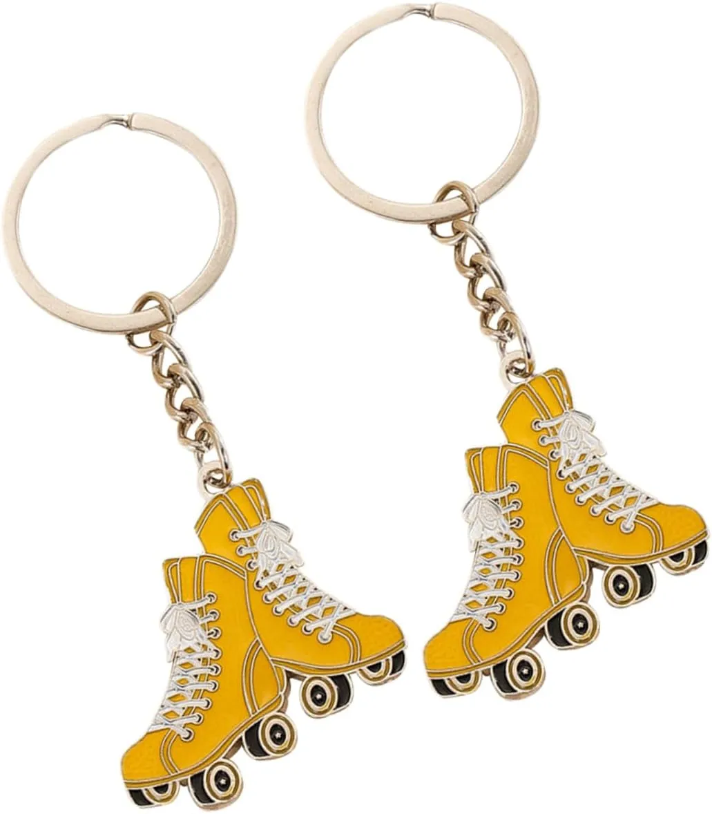 2Pcs Adorable Metal Roller Skates Keychains for Bag Decoration Cute Ice Skate Shoe Model Pendants Couples Durable and Lightweight Key Holders