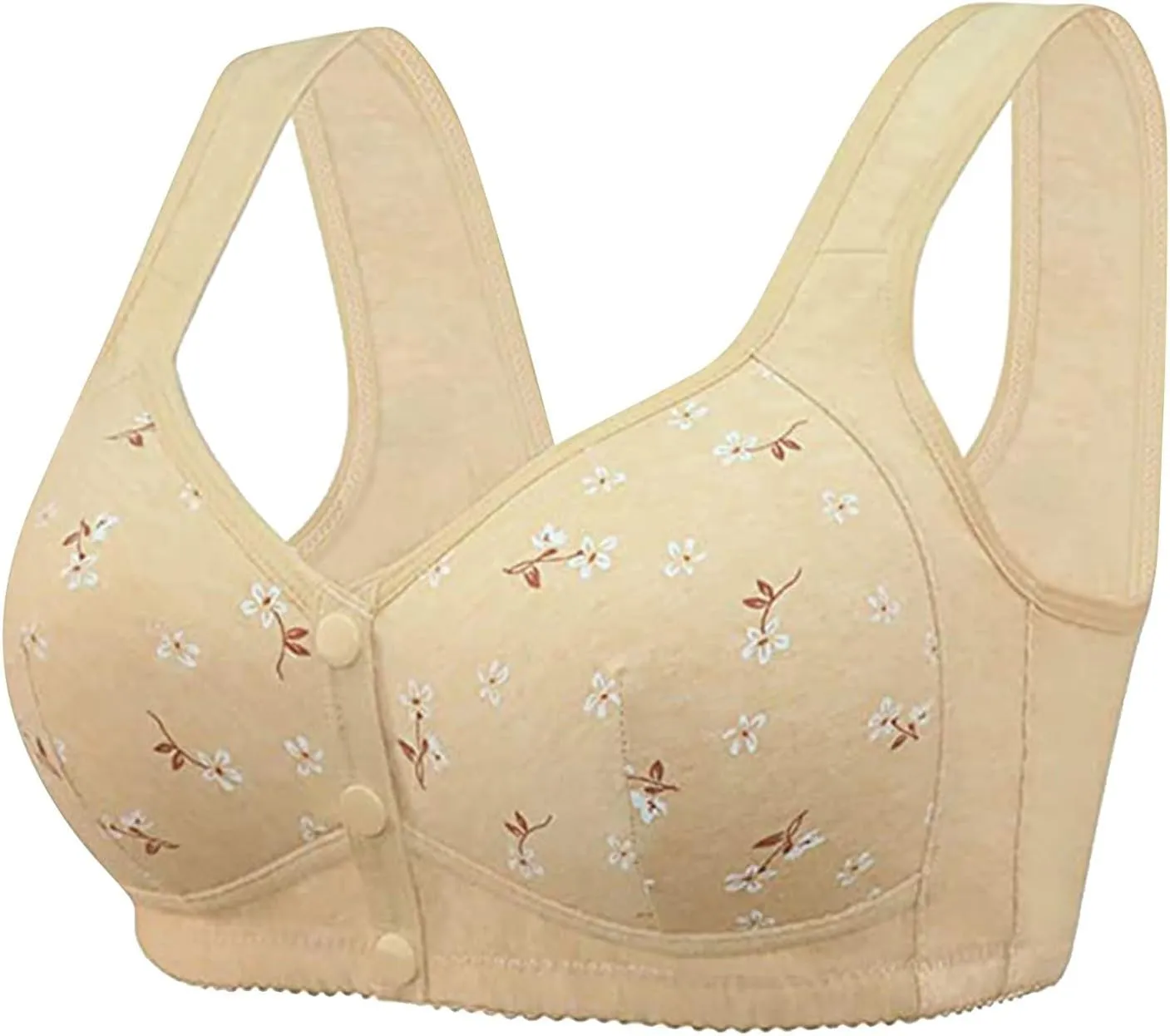 3 PC Daisy Bras for Older Women Front Closure Bra Convenient Sports Bra Front Snaps Soft Cup Wireless Bras