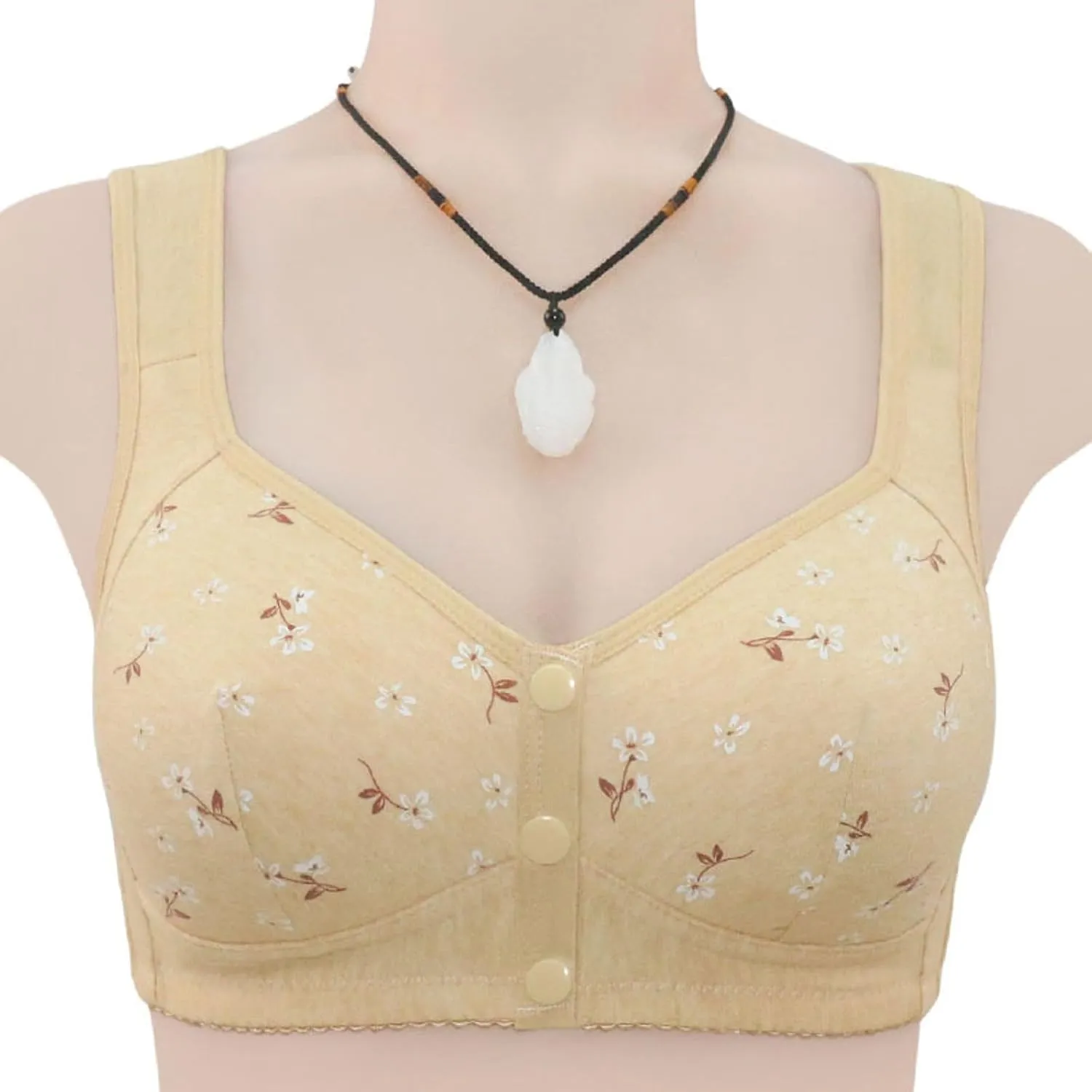 3 PC Daisy Bras for Older Women Front Closure Bra Convenient Sports Bra Front Snaps Soft Cup Wireless Bras