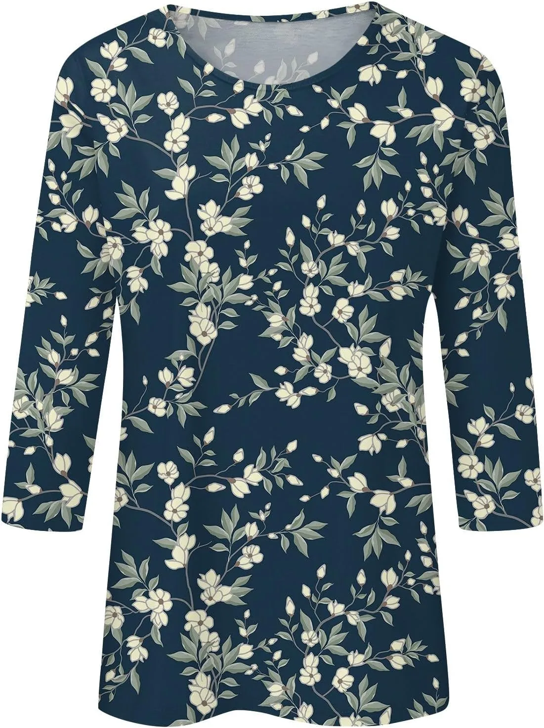 3/4 Length Sleeve Womens Tops Casual Loose Fit T Shirts Cute Three Quarter Length Tunic Tops Ladies Tops and Blouses