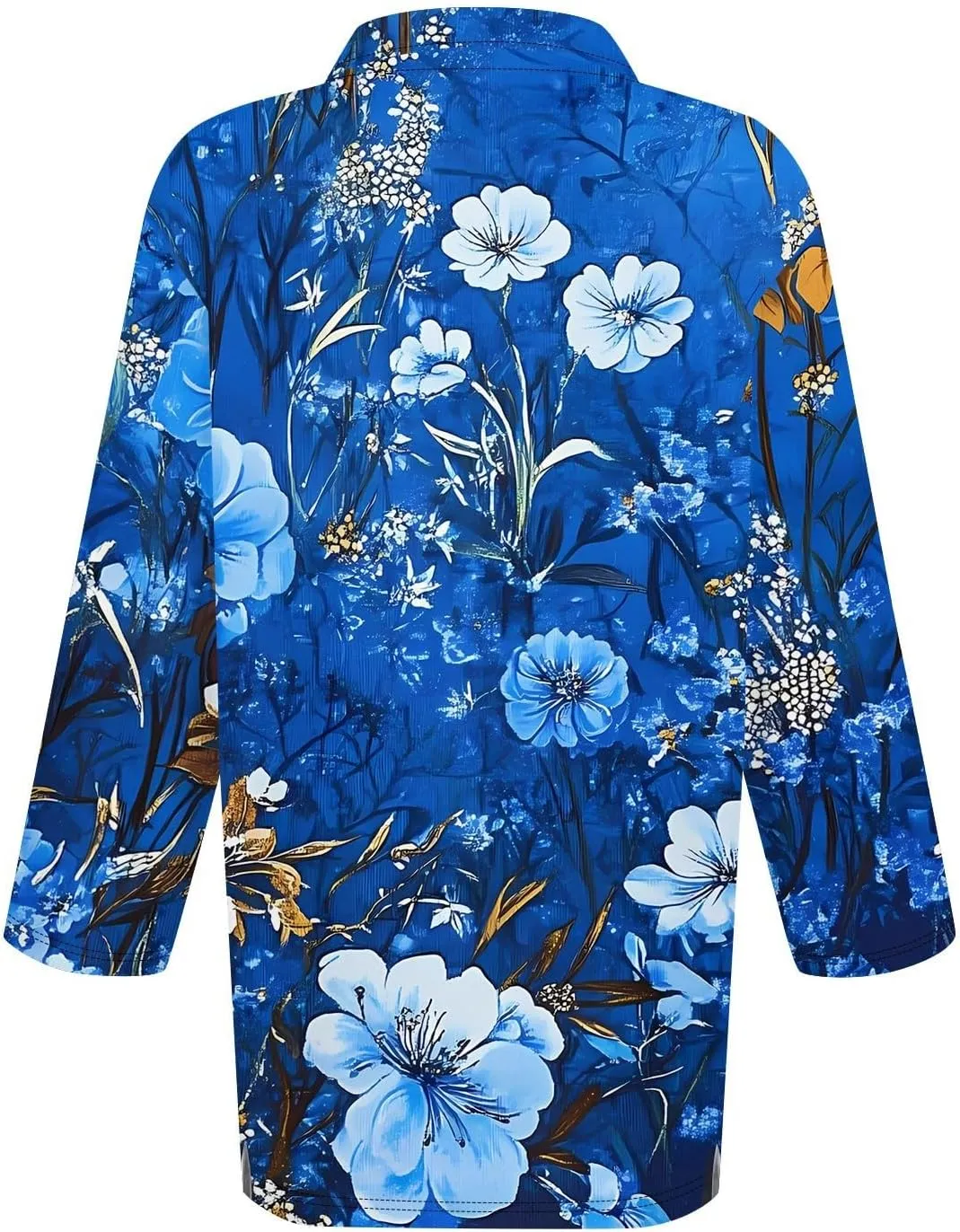 3/4 Sleeve Tops Polo Shirts for Women,Vintage Printed V Neck T Shirt Casual Blouses Button Down Pullover S-3Xl