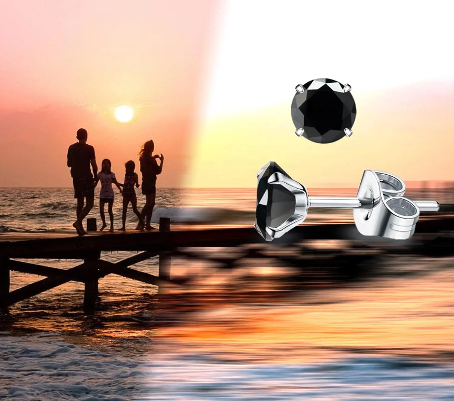 5A Stunning Black Obsidian Hypoallergenic Quartz Stone Surgical 316L Stainless Steel,Hypoallergenic Tragus Cartilage Sleeper Earrings,Earring Stud Gift Box,Men Women Womens Mens