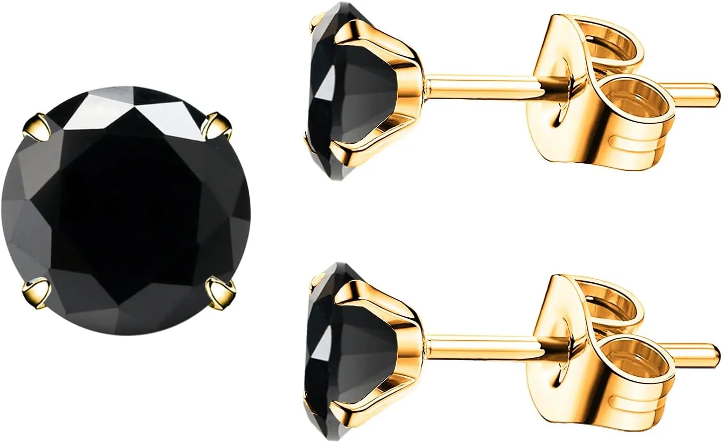5A Stunning Black Obsidian Hypoallergenic Quartz Stone Surgical 316L Stainless Steel,Hypoallergenic Tragus Cartilage Sleeper Earrings,Earring Stud Gift Box,Men Women Womens Mens