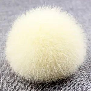 8cm Nature Genuine Rex Rabbit Fur Ball Pom Pom Fluffy DIY Winter Hat Skullies Beanies Knitted Cap Pompoms  F001-beige