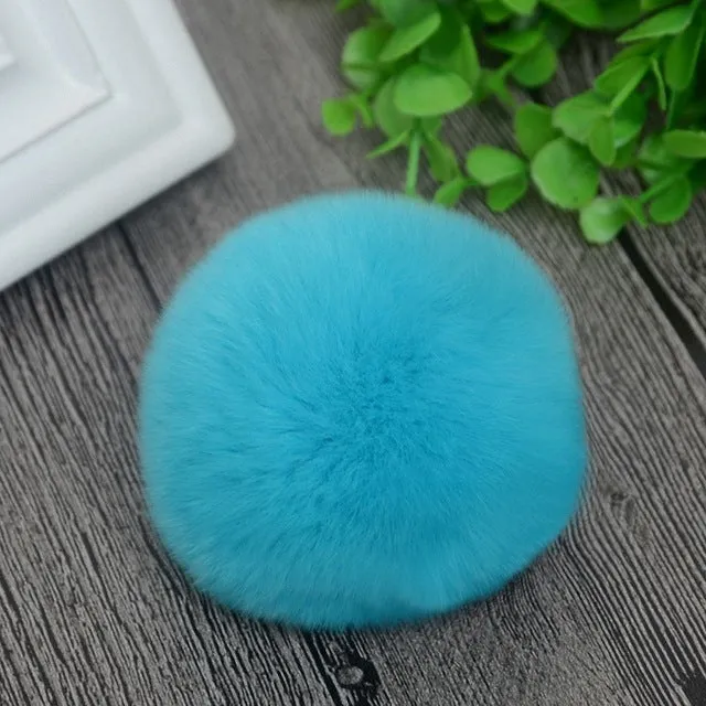 8cm Nature Genuine Rex Rabbit Fur Ball Pom Pom Fluffy DIY Winter Hat Skullies Beanies Knitted Cap Pompoms  F001-beige