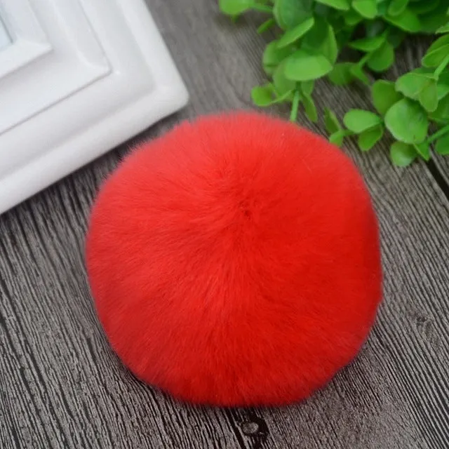 8cm Nature Genuine Rex Rabbit Fur Ball Pom Pom Fluffy DIY Winter Hat Skullies Beanies Knitted Cap Pompoms  F001-beige
