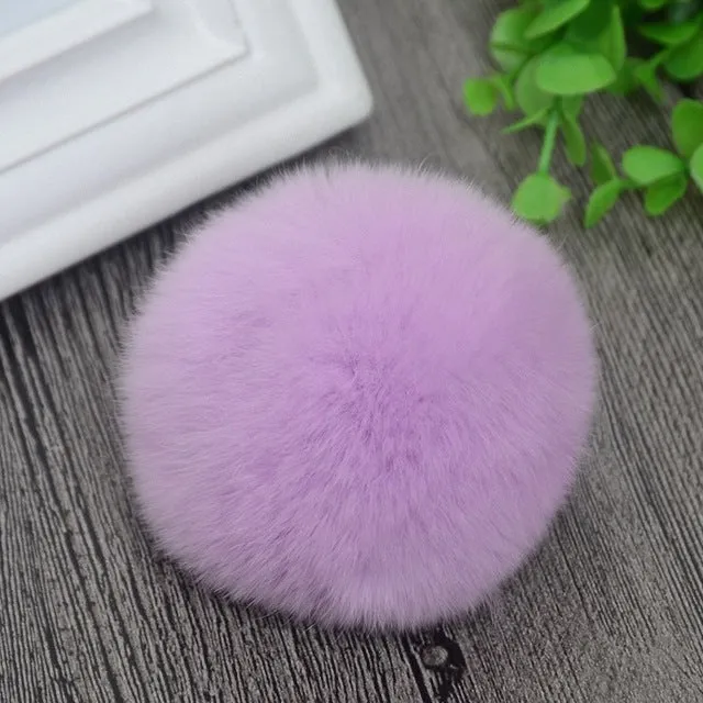 8cm Nature Genuine Rex Rabbit Fur Ball Pom Pom Fluffy DIY Winter Hat Skullies Beanies Knitted Cap Pompoms  F001-beige