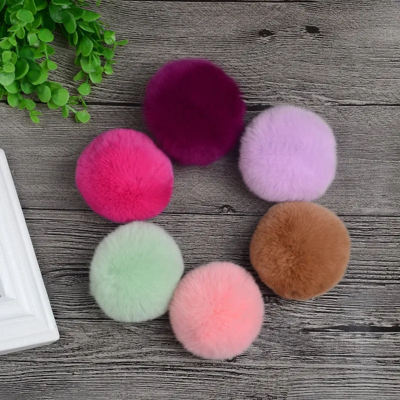 8cm Nature Genuine Rex Rabbit Fur Ball Pom Pom Fluffy DIY Winter Hat Skullies Beanies Knitted Cap Pompoms  F001-grey