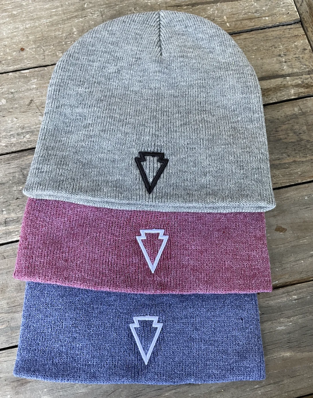 8" Knit Arrowhead Beanie- multiple colors to choose from