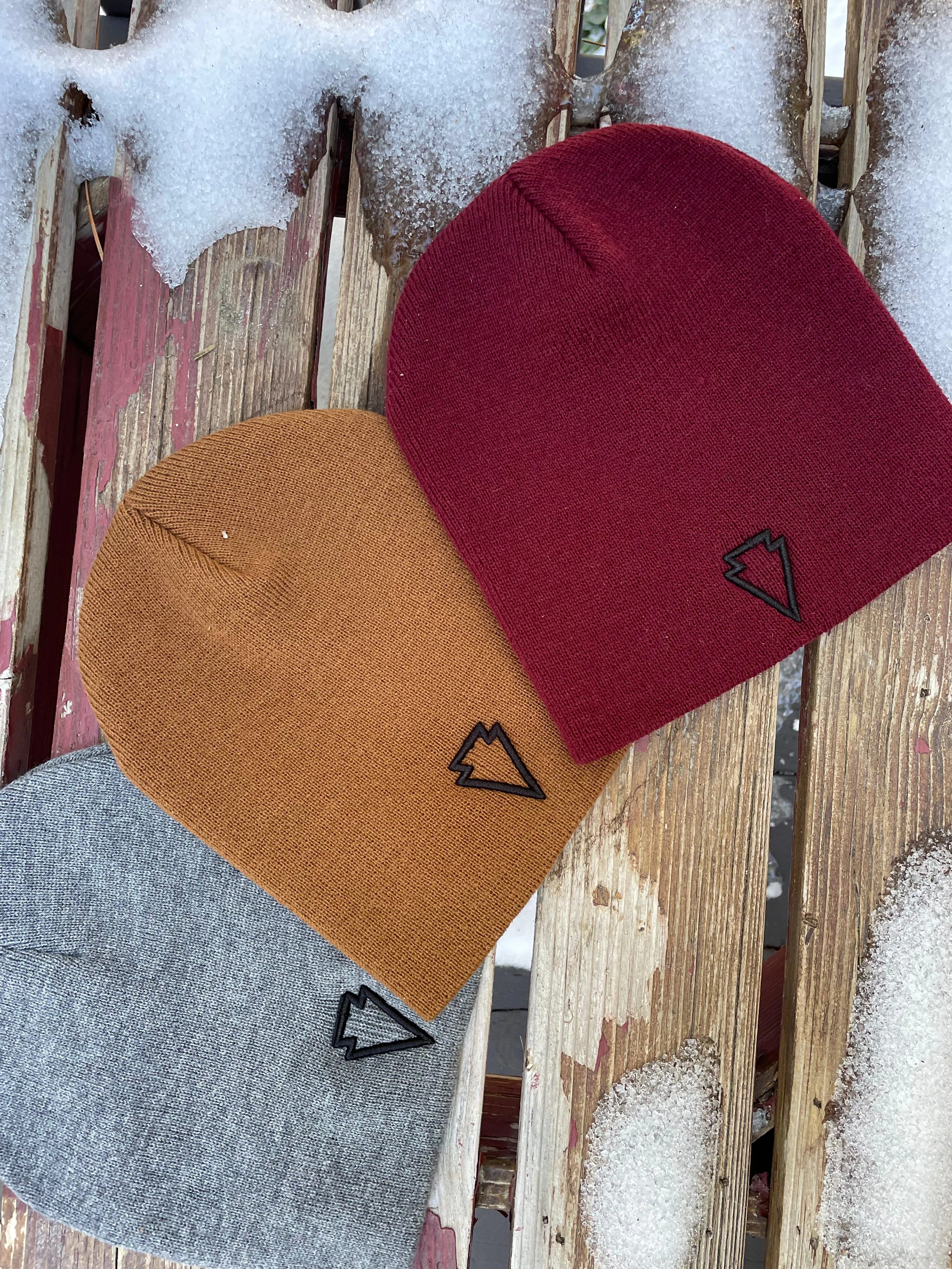8" Knit Arrowhead Beanie- multiple colors to choose from