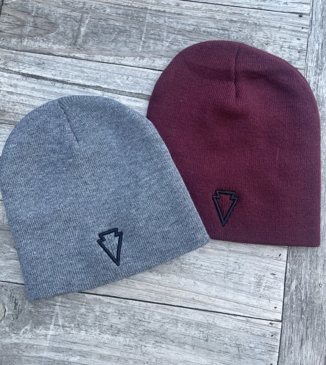8" Knit Arrowhead Beanie- multiple colors to choose from