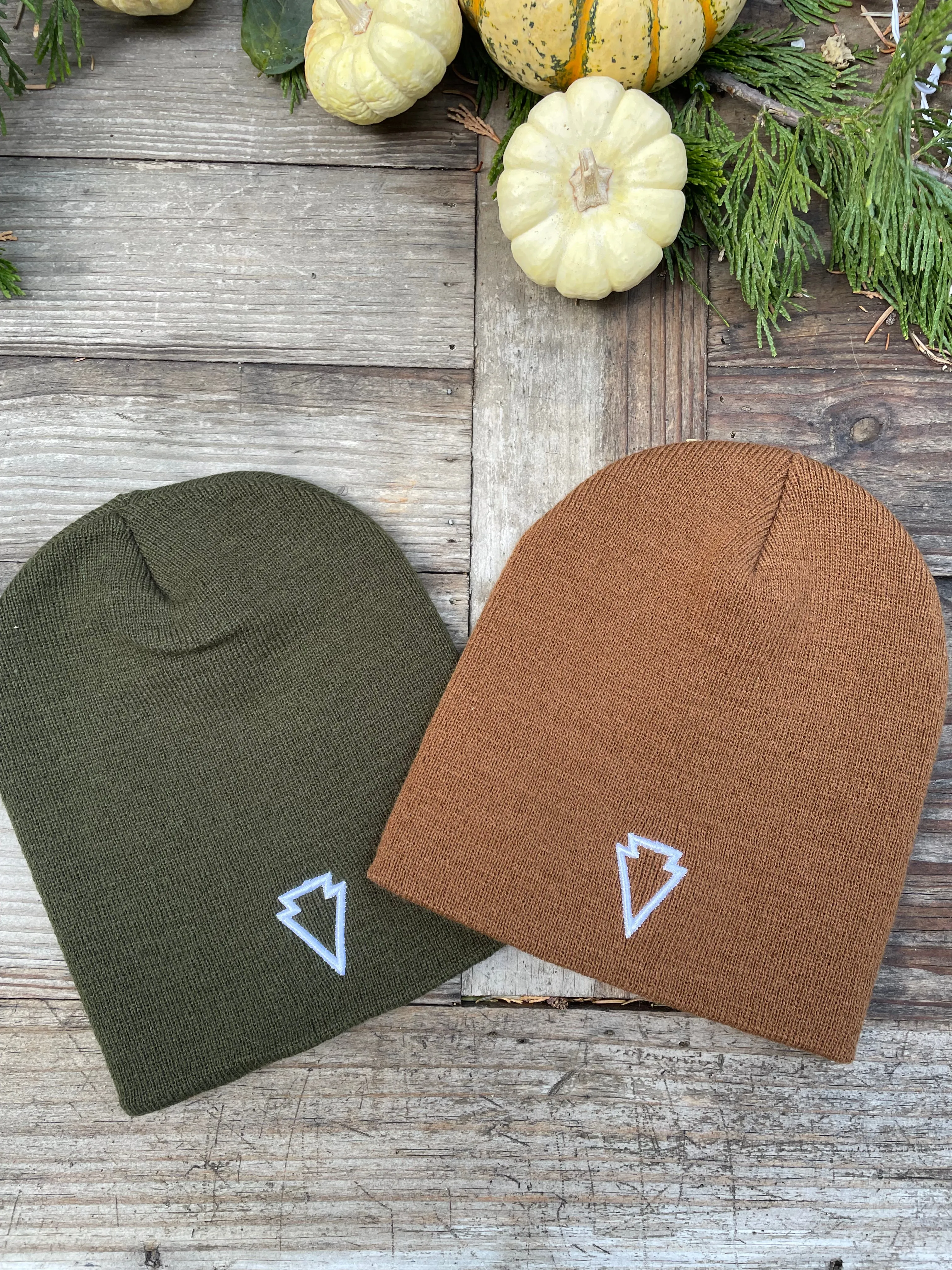 8" Knit Arrowhead Beanie- multiple colors to choose from