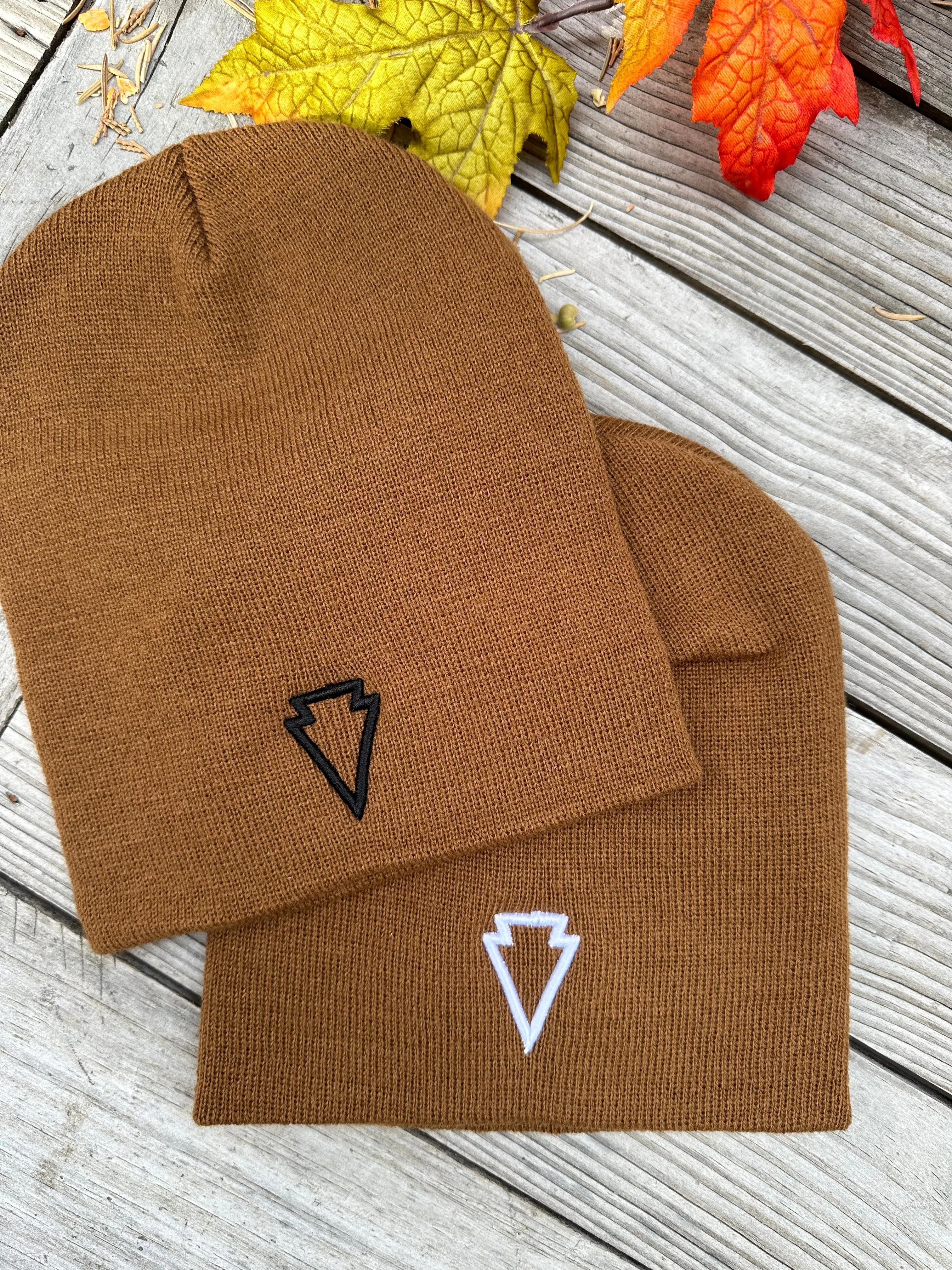 8" Knit Arrowhead Beanie- multiple colors to choose from