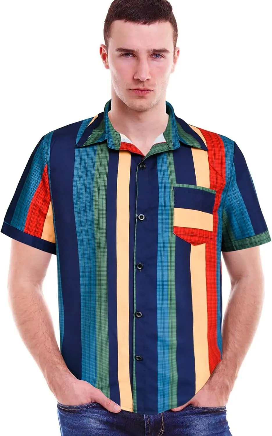 90s 70s Men's Vintage Shirts Casual Short Sleeve Button-Down Shirts Fashion Summer Beach Hawaiian Shirts