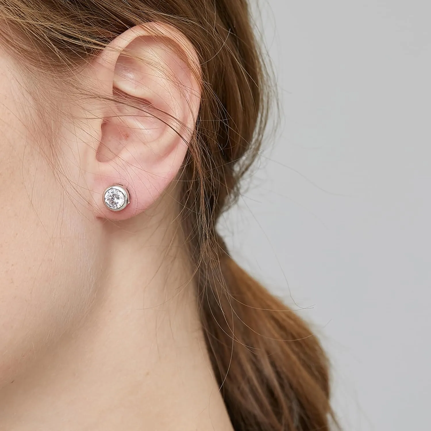 925 Sterling Silver Bezel Diamond Stud Earrings for Women Hypoallergenic Cubic Zirconia Stud Earrings for Unisex