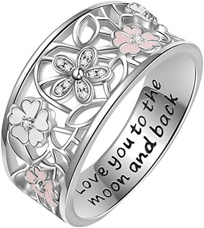 925 Sterling Silver Ring for Women,Leaf Filigree Vintage Style Statement Band Ring Cubic Zirconia Anniversary Ring Jewelry