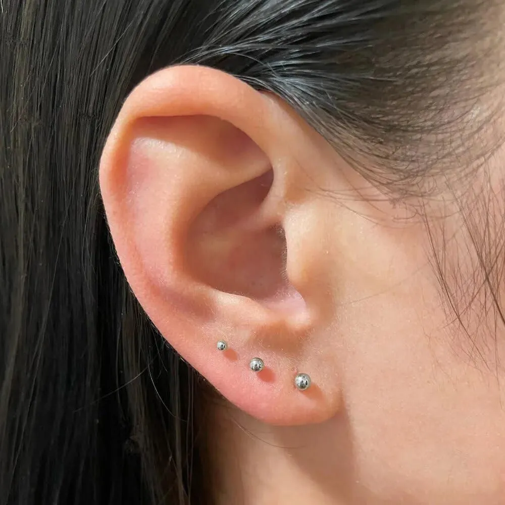 925 Sterling Silver Round Ball Stud Earrings Minimalist 2/3/4mm Bead Ear Studs For Women Geometric Earrings Jewelry SSS-0313-CATR