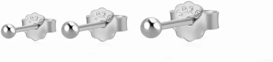 925 Sterling Silver Round Ball Stud Earrings Minimalist 2/3/4mm Bead Ear Studs For Women Geometric Earrings Jewelry SSS-0313-CATR