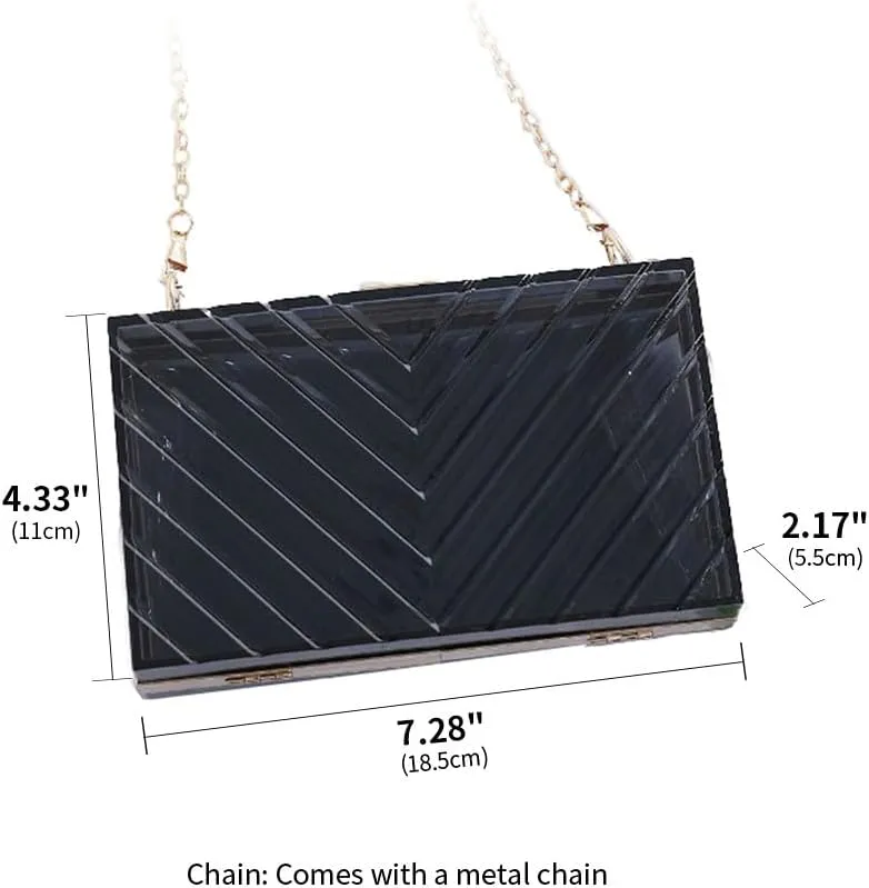 Acrylic Purses Evening Clutch Bag Clear Handbags for Women Cross Body Bag with Metal Chain Formal Wedding Prom Party