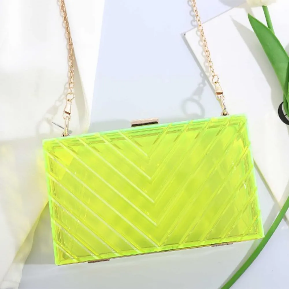 Acrylic Purses Evening Clutch Bag Clear Handbags for Women Cross Body Bag with Metal Chain Formal Wedding Prom Party
