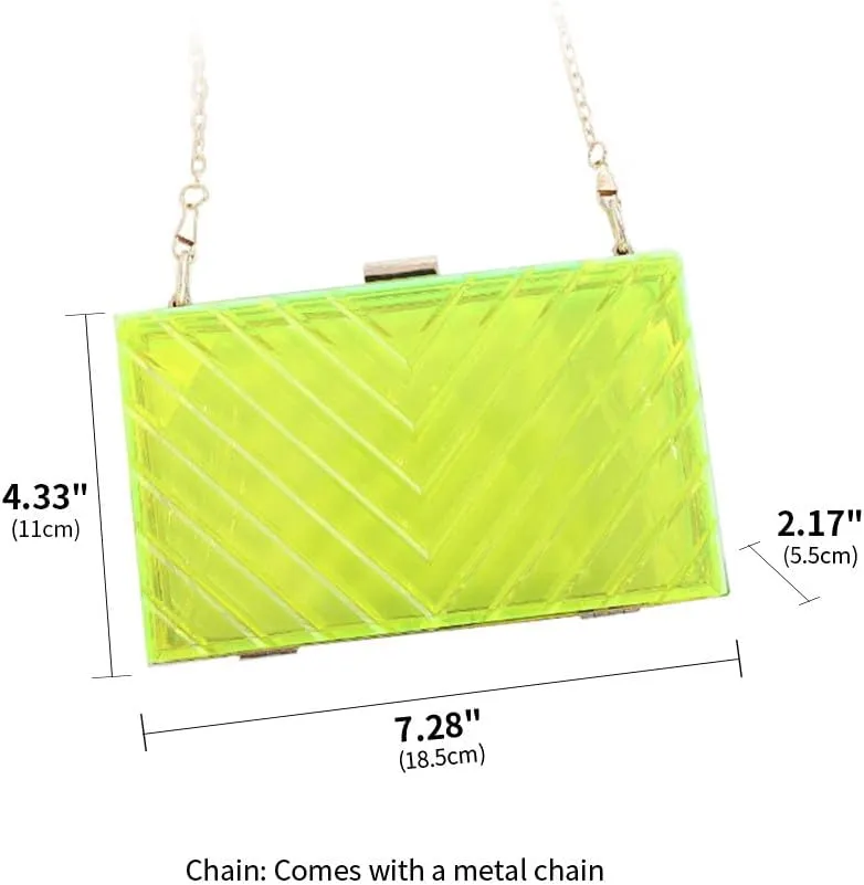 Acrylic Purses Evening Clutch Bag Clear Handbags for Women Cross Body Bag with Metal Chain Formal Wedding Prom Party