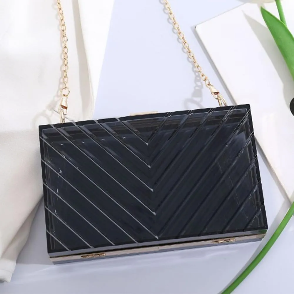 Acrylic Purses Evening Clutch Bag Clear Handbags for Women Cross Body Bag with Metal Chain Formal Wedding Prom Party