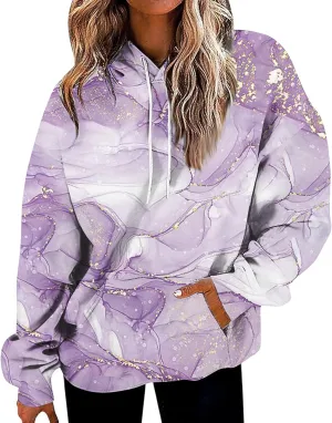 ADHOWBEW Oversized Sweatshirt for Women Fashion Y2k Graphic Drawstring Hoodies Sweaters