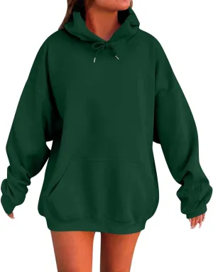 ADHOWBEW Womens Hoodies 2024 Fashion Oversized Drop Shoulder Long Sleeve Drawstring Sweatshirt Pullover with Pockets
