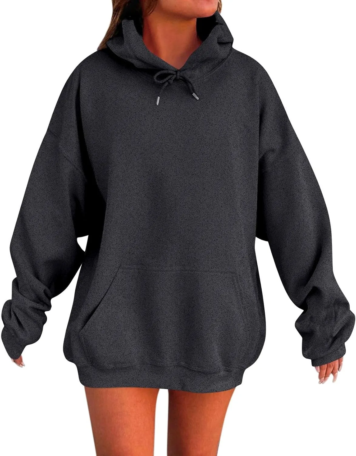 ADHOWBEW Womens Hoodies 2024 Fashion Oversized Drop Shoulder Long Sleeve Drawstring Sweatshirt Pullover with Pockets