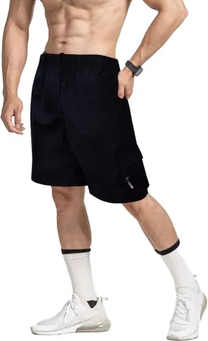 Alalaso Men's Cargo Shorts Cotton Drawstring Summer Stretch Relaxed Fit with 6 Pockets Mens Work Short