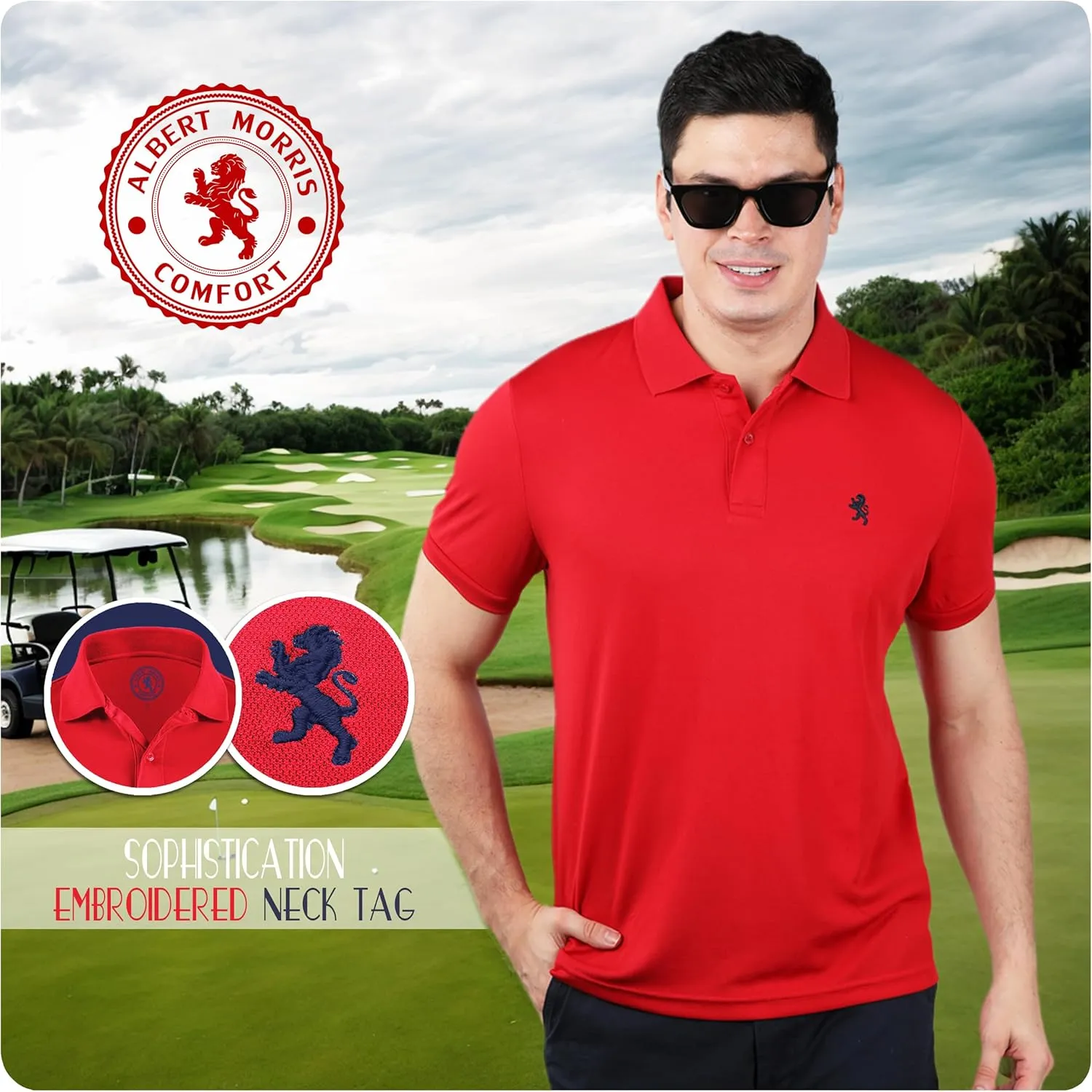 Albert Morris Mens Striped Short Sleeve Polo Shirts 4 Pack