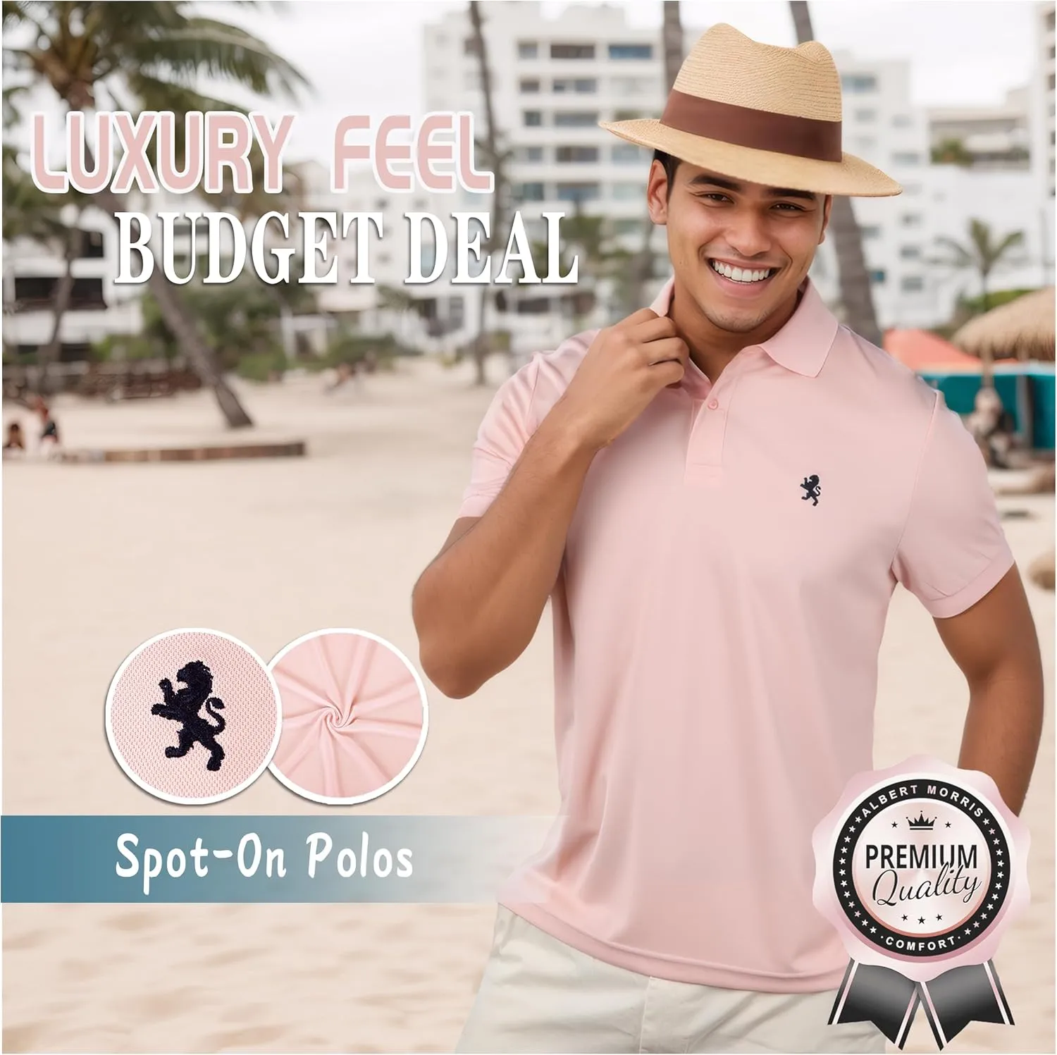 Albert Morris Mens Striped Short Sleeve Polo Shirts 4 Pack
