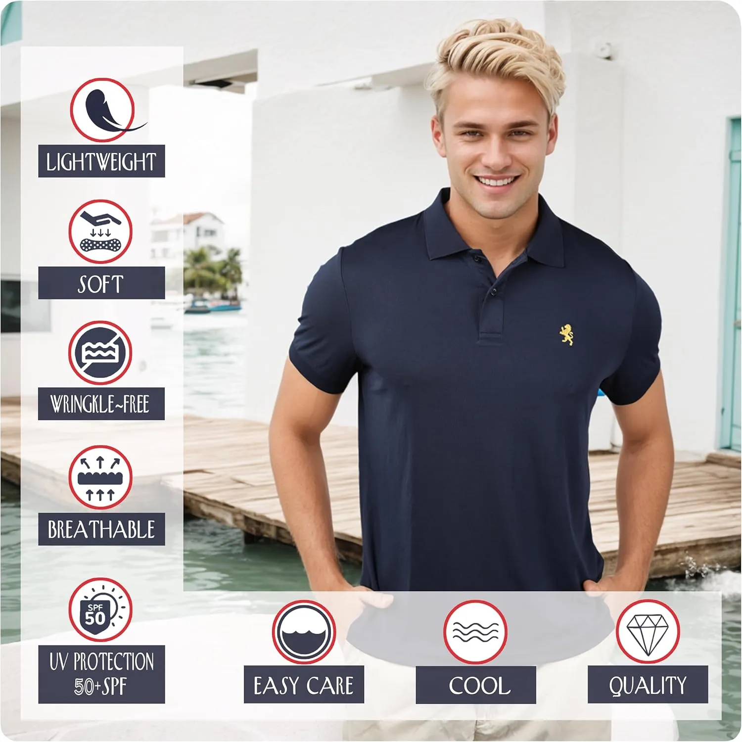Albert Morris Mens Striped Short Sleeve Polo Shirts 4 Pack