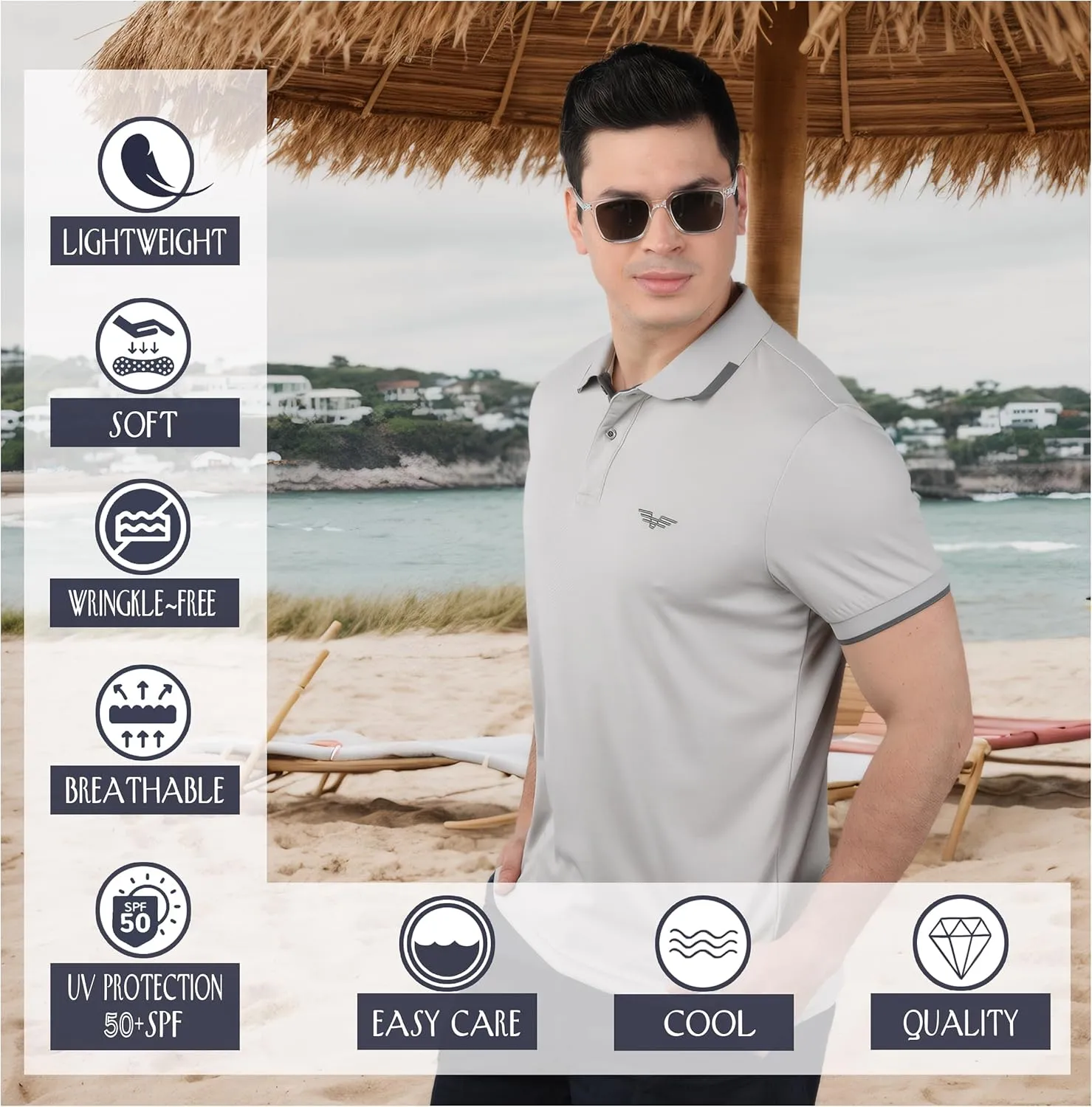 Albert Morris Mens Striped Short Sleeve Polo Shirts 4 Pack